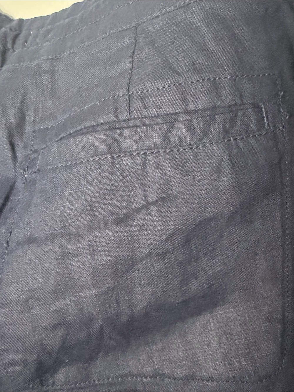 Women’s Navy Linen Relaxed Fit Pants - Picture 7 of 9